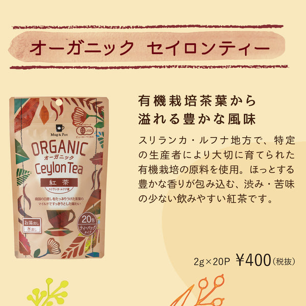 送料無料 ORGANIC オーガニック 紅茶（セイロン） 5個セット100