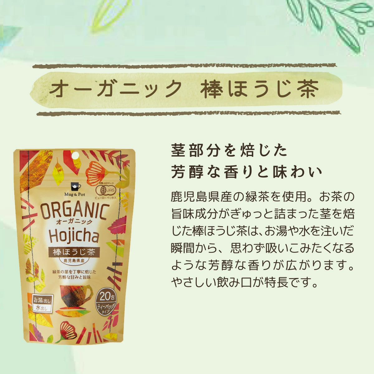 ORGANIC オーガニック 棒ほうじ茶（ティーバッグ 2g×20包）
