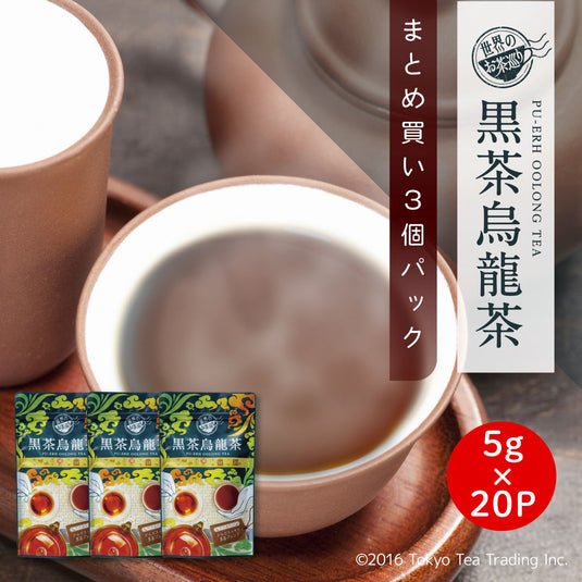 ≪定期購入なら10％OFF！≫【まとめ買い3個パック5％OFF】世界のお茶巡り 黒茶烏龍茶（プーアル茶に台湾産烏龍茶と漢方の決明子をブレンドした美容健康茶 お徳用ティーバッグ  5g×20包）